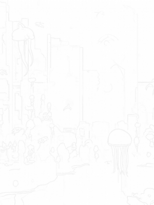 Underwater City with Dolphins and Jellyfish