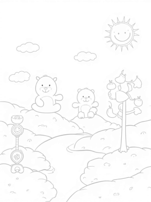 Nursery Landscape with Plush Toys and Colorful Rattles