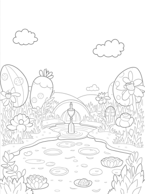 Pastel Egg Garden with Carrot Fountain