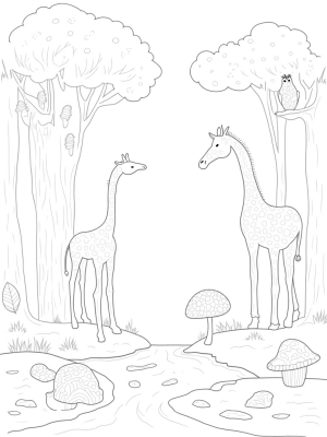 Giraffe Trees and Owl Leaves in a Magical Forest