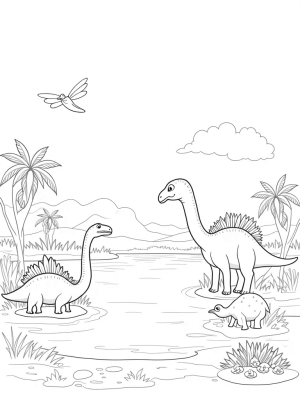 Dino Lake with Brachiosaurus and Stegosaurus