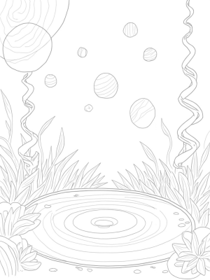 Cosmic Garden with Floating Orbs and Spiraling Vines