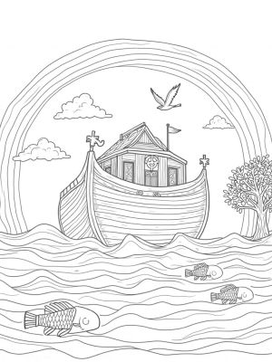 Majestic Ark with Rainbow and Olive Tree