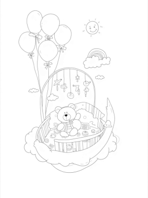 Floating Nursery with Teddy Bear and Rainbow
