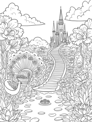 Crystal Staircase and Treasure Chest in a Flower Garden