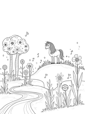 Rainbow-Colored Pony in a Magical Pasture