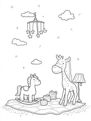 Floating Nursery with Rocking Horse and Teddy Bear