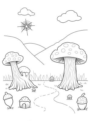 Oversized Mushrooms and a Friendly Tree Stump