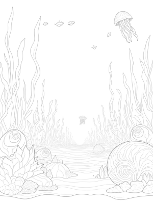 Underwater Garden with Seashell Archways and Glowing Jellyfish