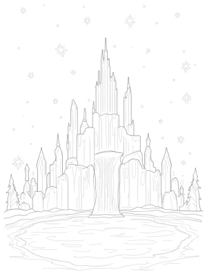 Majestic Icy Palace with Frozen Waterfall