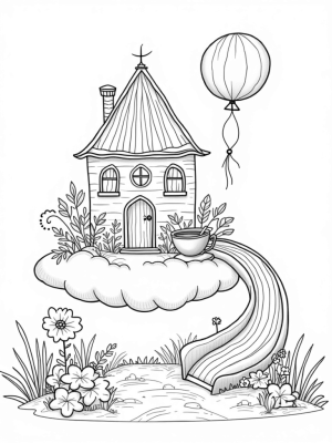 Floating Dreamhouse with Candy-Colored Walls