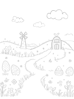 Easter Egg Garden with Bunny Clouds and Jellybean Path