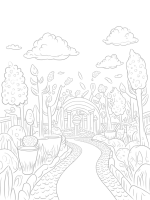 Boba Tea Garden with Giant Cups and Gummy Pathways