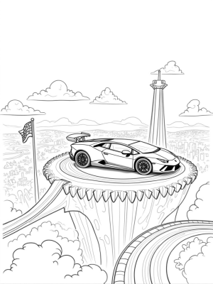 Futuristic Lamborghini on a Floating Gear Platform