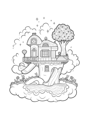 Dreamhouse on Clouds with Giant Pink High Heel Slide