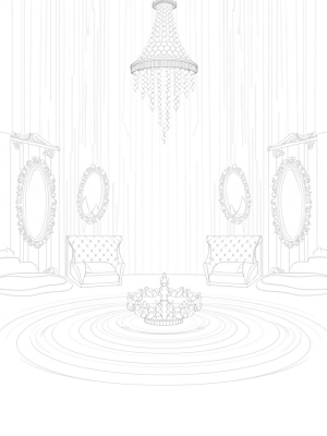 Enchanted Ballroom with Crystal Walls and a Tiara Fountain