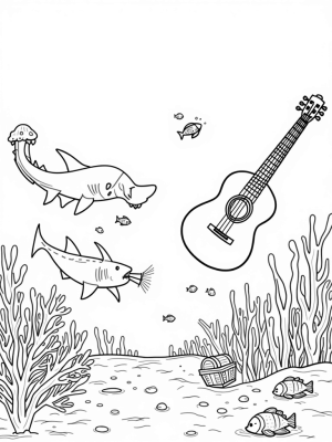 Musical Coral Reef with a Shark and Jellyfish