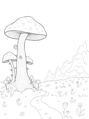 Enchanting Forest Clearing with Giant Mushrooms