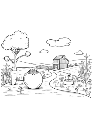Giant Carrot and Tomato Farm Scene
