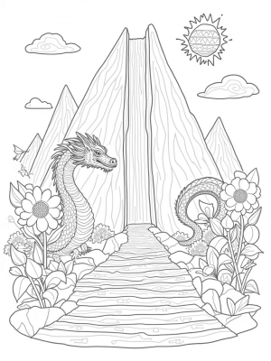 Dragon Coiled Around a Crystal Mountain