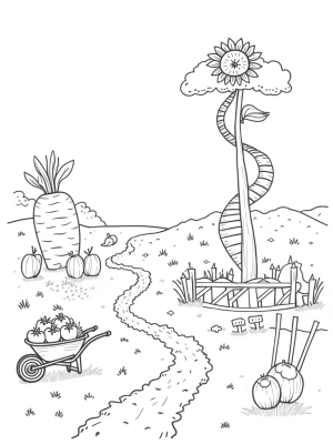 Giant Carrot and Sunflower Tower Farm Scene