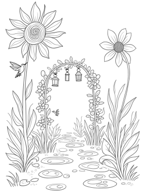 Musical Note Flowers in a Sunny Garden