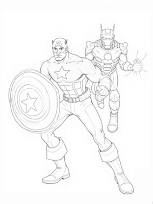 Captain America and Iron Man in Action