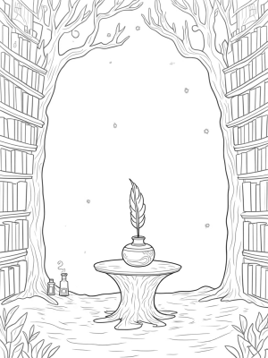 Magical Library in the Enchanted Forest