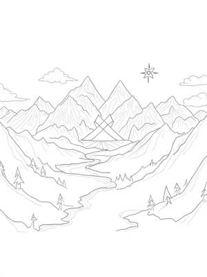 Triangular Mountain Landscape with Colorful Prism