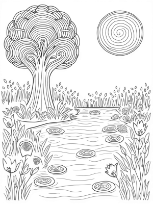 Vibrant Garden of Circles with Colossal Circle Tree