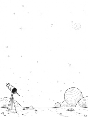 Cosmic Garden with Blooming Planets and a Telescope