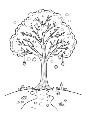 Tree of Seasons with Colorful Pathway