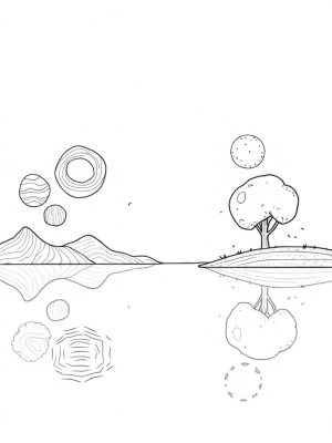 Dreamy Floating Circles Above a Tranquil Lake