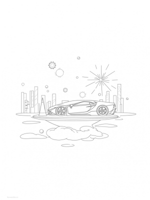 Futuristic Lamborghini on a Floating Platform