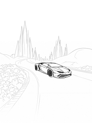 Futuristic Lamborghini on a Golden Road