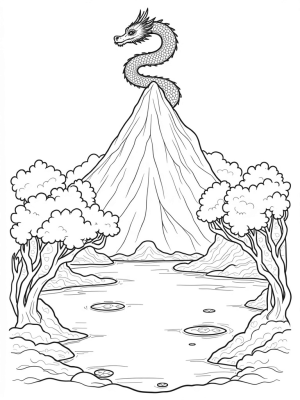 Majestic Mountain Peak with Cloud Dragon