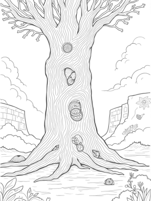 Colossal Mechanical Tree with Mythical Creatures