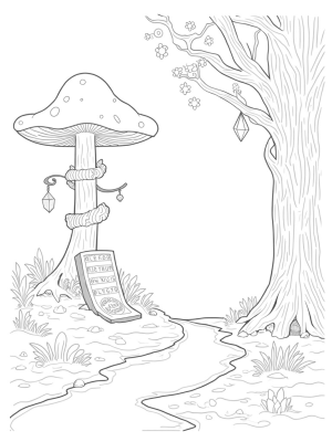 Mystical Forest Clearing with Luminous Mushroom