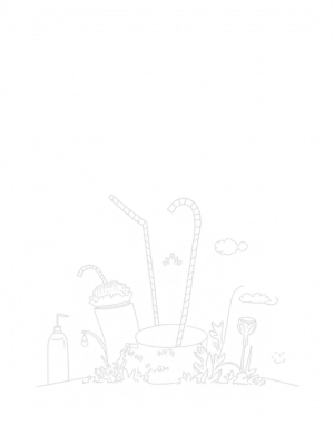 Boba Tea Garden with Oversized Cups and Colorful Toppings