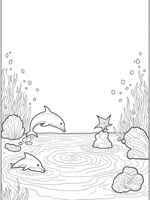 Underwater Wonderland with Dolphins and Seashells