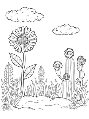 Whimsical Garden with Giant Daisy and Lantern Flowers