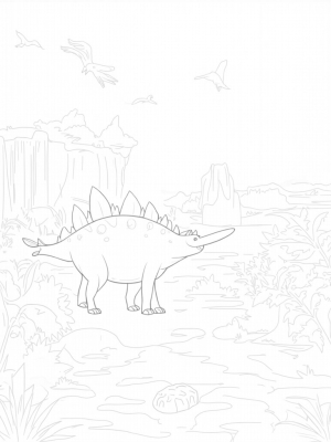 Majestic Stegosaurus in a Prehistoric Jungle