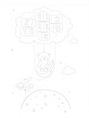 Nursery in a Pastel Sky with Baby Blocks and Teddy Bear