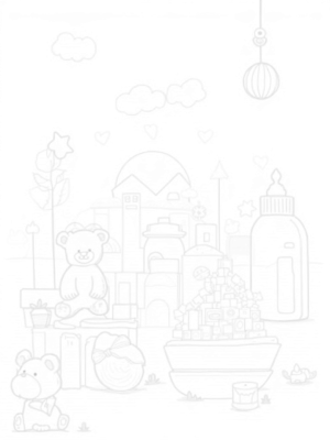 Oversized Blocks and Teddy Bears in a Nursery Landscape