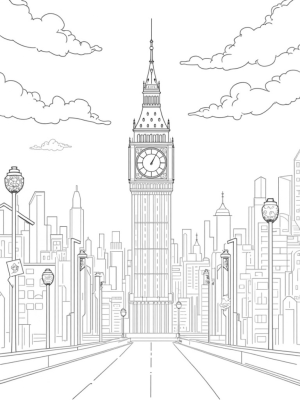 Urban Skyline with Spider Clock Tower at Dusk