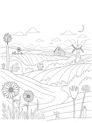 Oversized Vegetables in a Whimsical Farm Landscape