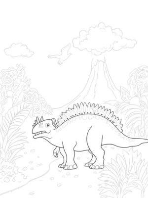 Stegosaurus in a Lush Prehistoric Jungle