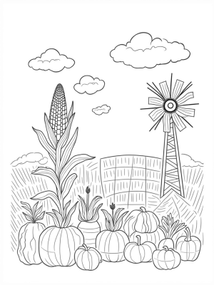 Patchwork Farm with Colorful Crops and Playful Vegetables