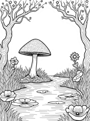 Glowing Mushroom in a Mystical Forest Clearing