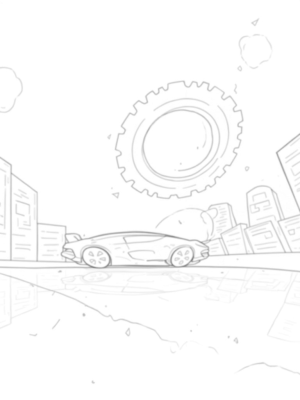 Futuristic Lamborghini Over Neon Cityscape